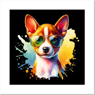 Watercolor Basenji Puppy Posters and Art